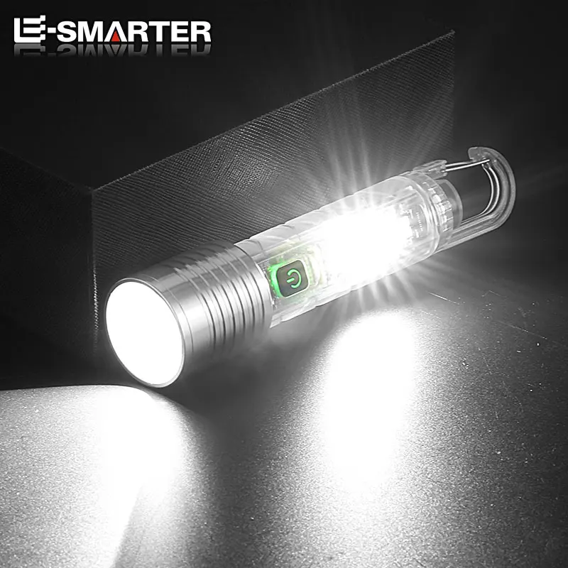 Portable LED Strong Light Flashlight Mini Keychain Rechargeable Zoom Torch Long Range Outdoor Camping Lantern With Magnetic