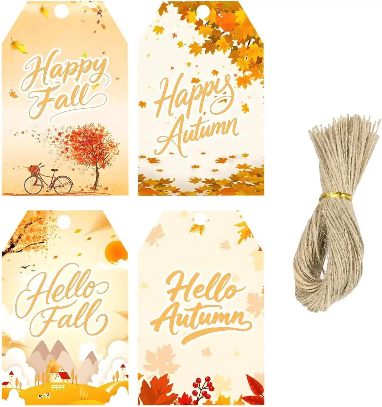 

Шт. Подарочные бирки Happy Fall 2,2 × 3,35 дюйма Подарочные бирки Hello Autumn с завязками для упаковки подарков, свадьбы, Дня Благодарения