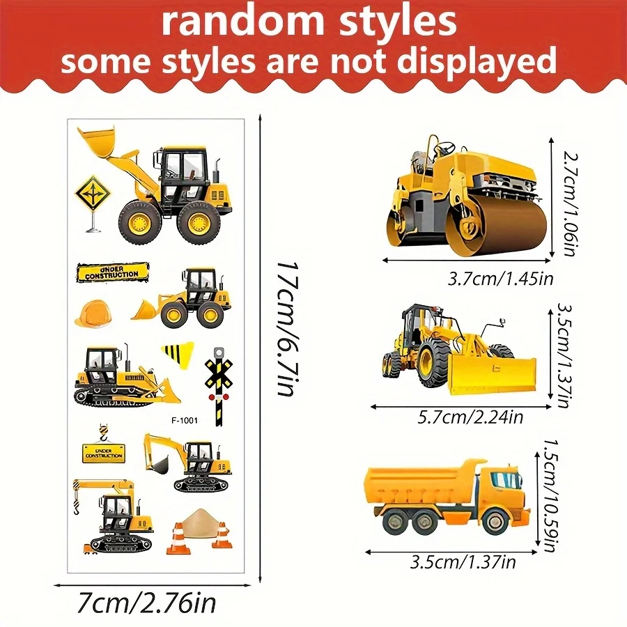 20sheets Construction Vehicle 3D Bubble Stickers Textured Peel Stick Decals for DIY Crafts Laptop Phone Case ZSY