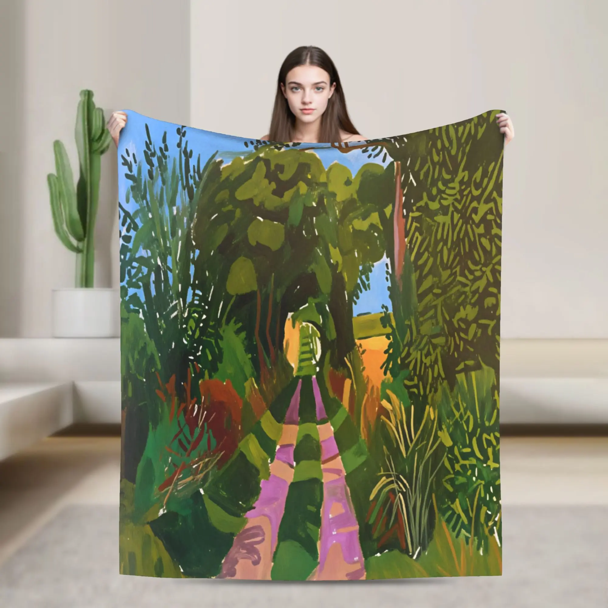 Warm Bedding Throws Travel David Hockney Art   Road Centre of Interest Poster Blanket  Flannel Bedspread For Couch Bed Cover
