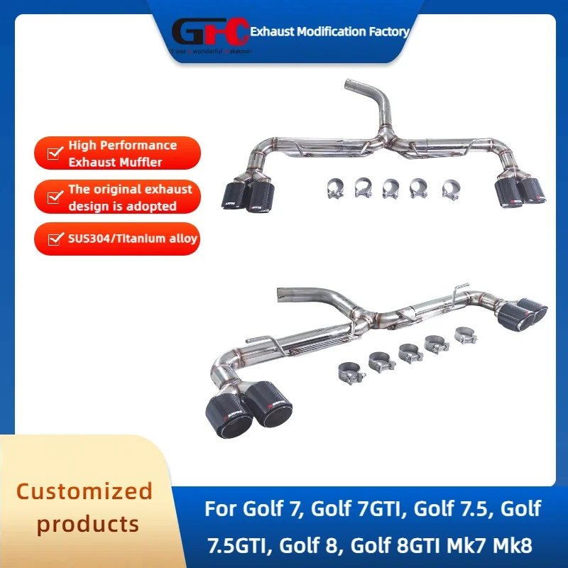 GFC Exhaust Pipe for Golf 7 7GTI 7.5 7.5GTI Golf 8 8GTI Mk7 Mk8 High-Performance 304 Stainless Steel Auto Exhaust System