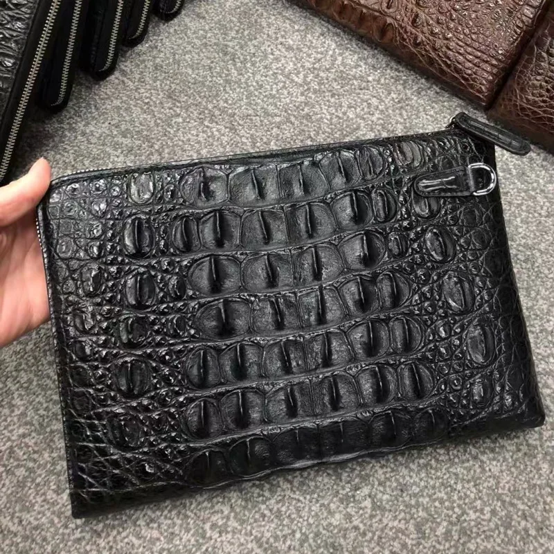 2025 New Crocodile Skull Leather Clutch For Men's Casual Versatile Real Crocodile Back Bone Leather Envelope Bag 45