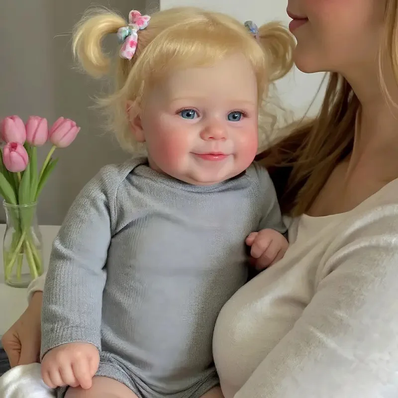 

19INCH Full Vinyl Reborn Baby Doll Maddie Lifelike Newborn Baby Girl Multiple Layers Painting with Visible Veins Handmade Dolls