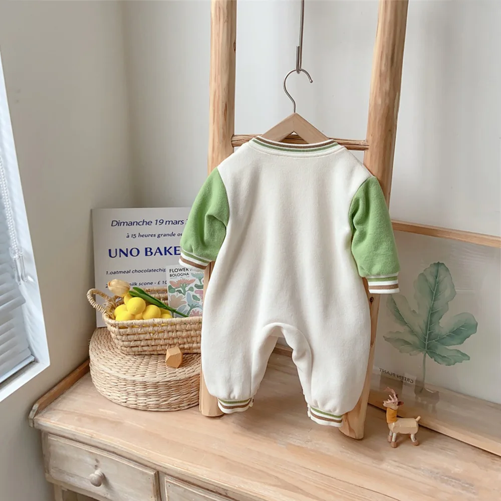 Autumn Kids Outfit 0-24M Newborn Boys Cartoon Ice Cream Bear Romper: Long Sleeve Baby Overall , Infant Jumpsuit Cute Clothing