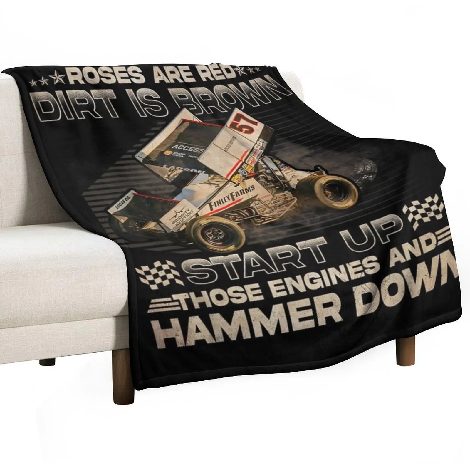 

Dirt Track Racing Kyle Larson Champion Sprint Car Throw Blanket Lightweight Warm Blanket for Travel Camping