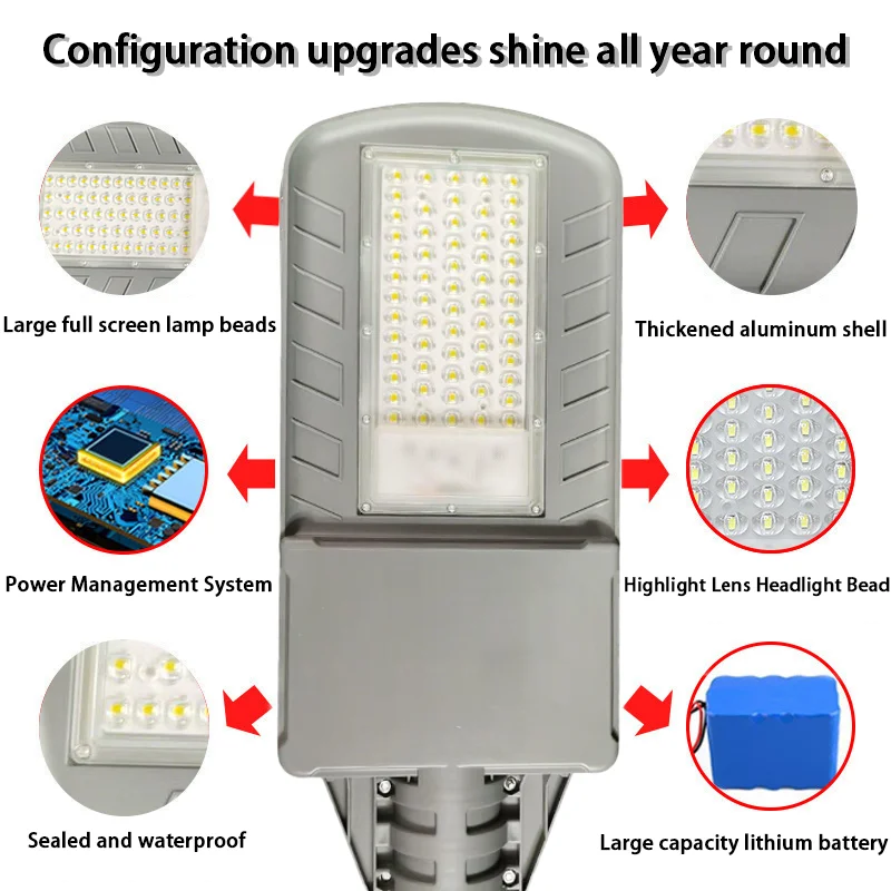 RUISENZHUO 7000W Solar Street Lamp Outdoor Solar Road Light Waterproof Sports Remote Control Lighting Garden Lighting Decoration