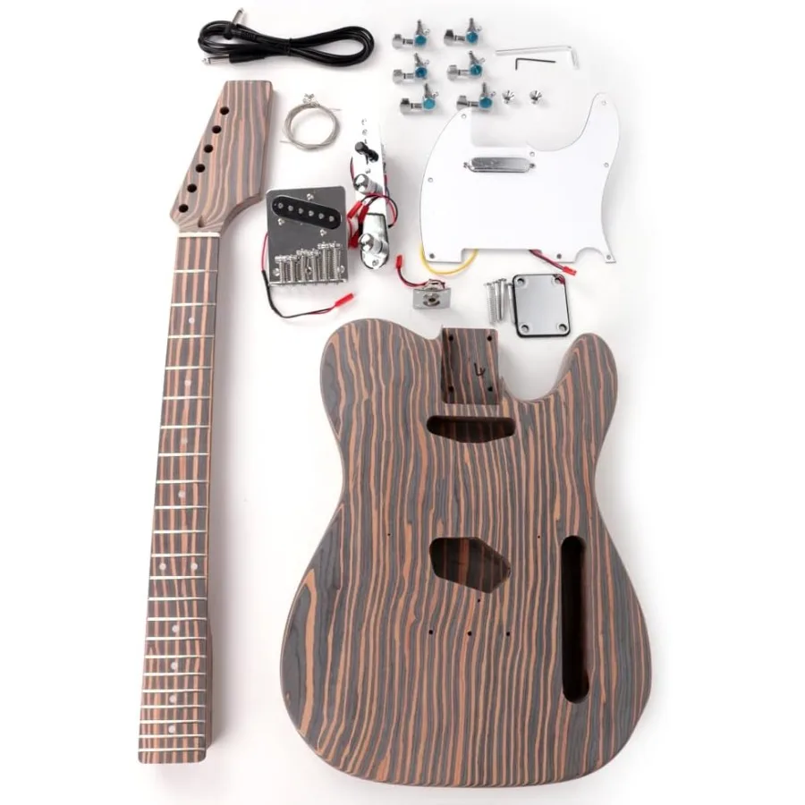 

Набор для сборки электрогитары своими руками: неокрашенный корпус из зебрано, гриф, накладка на гриф. Все детали в комплекте.