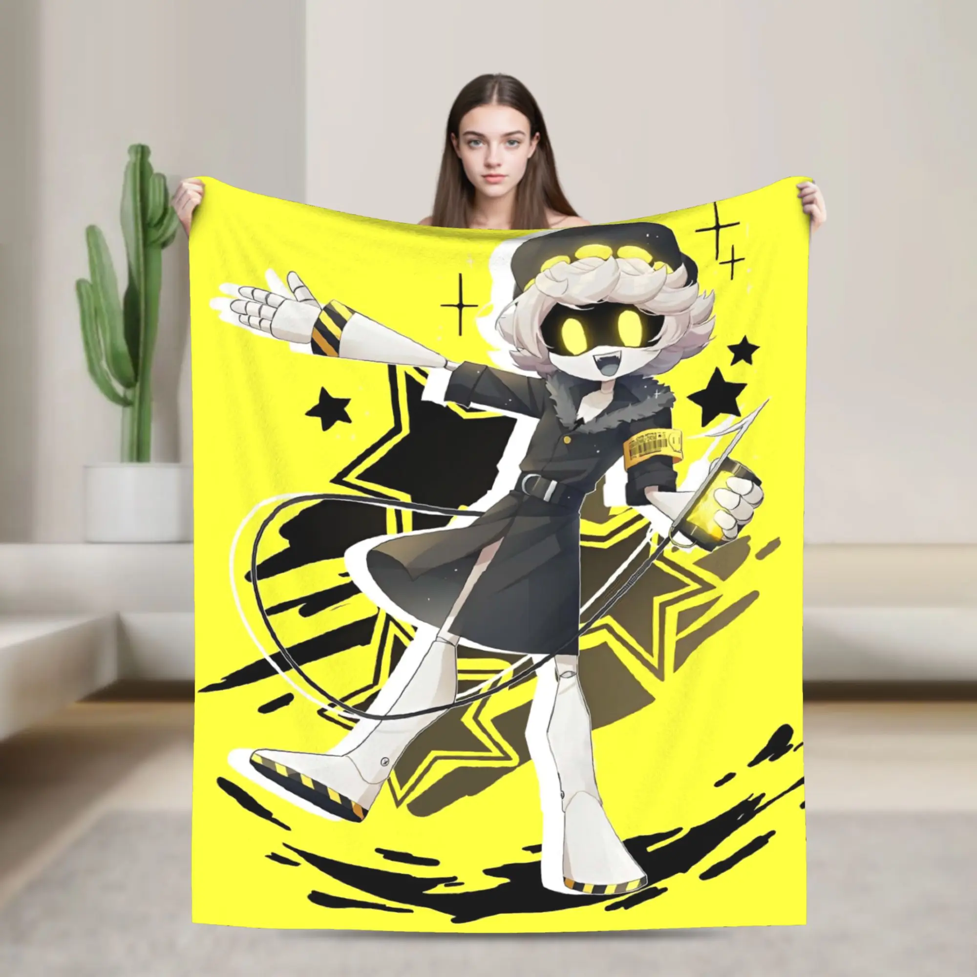 

Murder Drones Flannel Blanket Uzi Doorman Aesthetic Customized Throw Blankets for Sofa Bedding Lounge 150*125cm Bedspread