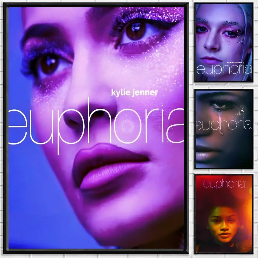 Affiche de la série télévisée Euphoria, autocollant artistique auto-adhésif en papier imperméable, décoration murale pour café, bar, chambre