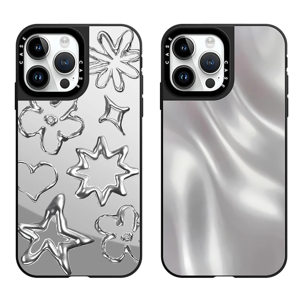 

Cool Metal Liquid Love Star Acrylic Mirror Phone Case Cover With MagSafe For iPhone 16 12 1314 15 11 Pro Max Plus Anti-drop Case