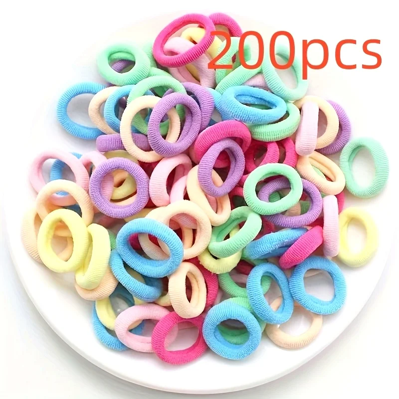 [200pcs Hair Ties] 200pcs High Elasticity Colorful Mini Hair Ties | Bright Mixed Colors, Braiding Accessories Set, Ideal Gift