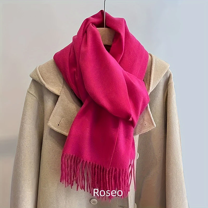 Women's Scarf Thin Shawl Solid Color Winter Scarf Headscarf Fringe Long Pashmina Scarf Shawl