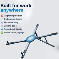 Aluminum Alloy Metal Multifunctional Mobile Phone Stand, Tablet and Laptop Desktop Stand, Foldable, Rotating, Portable, Magnetic 5