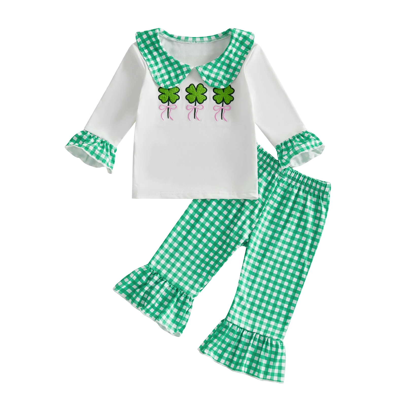 

Adorable Baby Girl Easter Outfit Bunny Embroidery Ruffle Sleeve Top Floral Print Leggings 2 Pcs Set for Spring