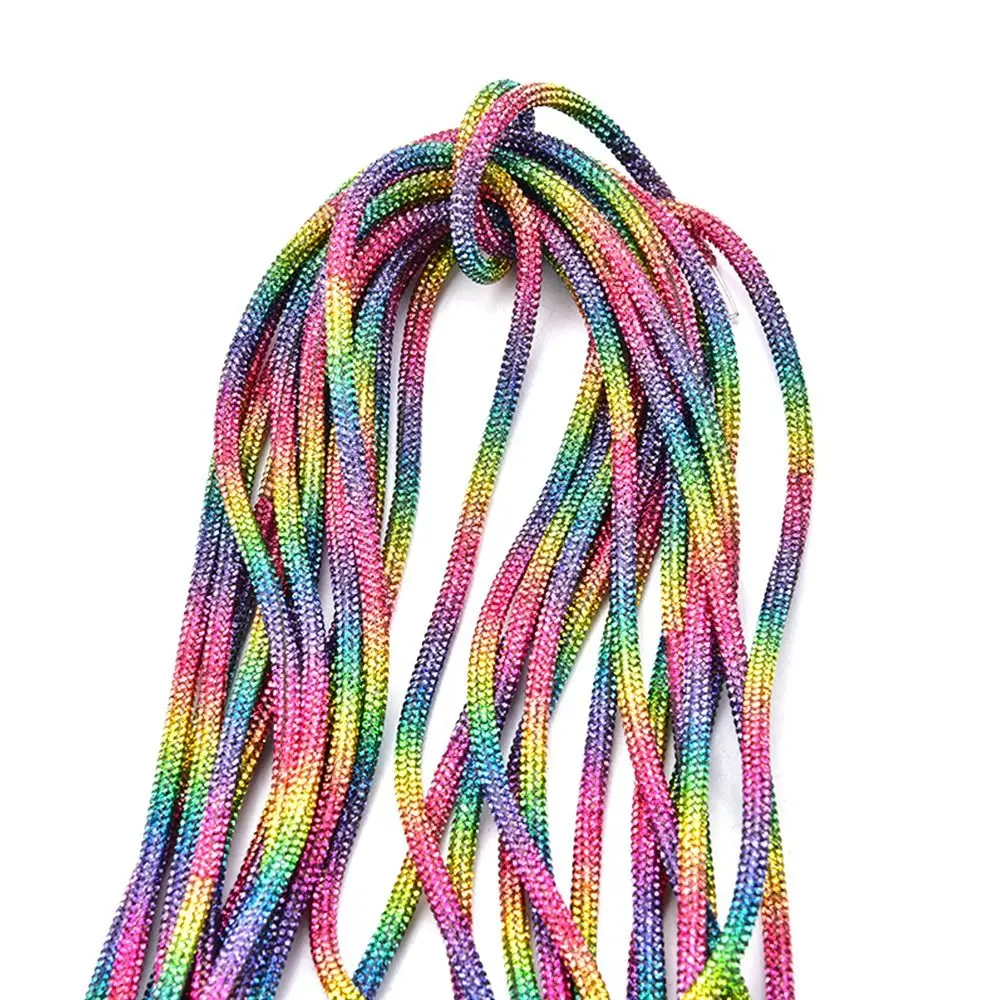 Glass Crystal Cord Rhinestone Rope Applique Colorful Tube Trim Strass Bridal Dress Clothes Hairpin Shoes Bags DIY Round