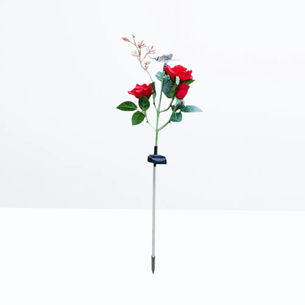 Solar LED Flower Lights Rose Shaped Garden Stake Lamp for Lawn Patio Balcony Outdoor Decor Waterproof 8-10 Hours