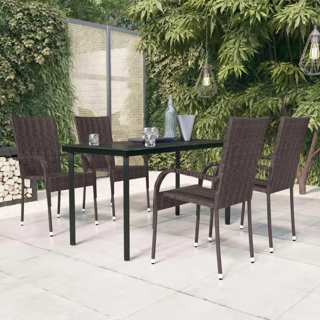 5-Piece Outdoor Patio Dining Set in Stylish Brown and Black - Perfect for Gardens & Balconies