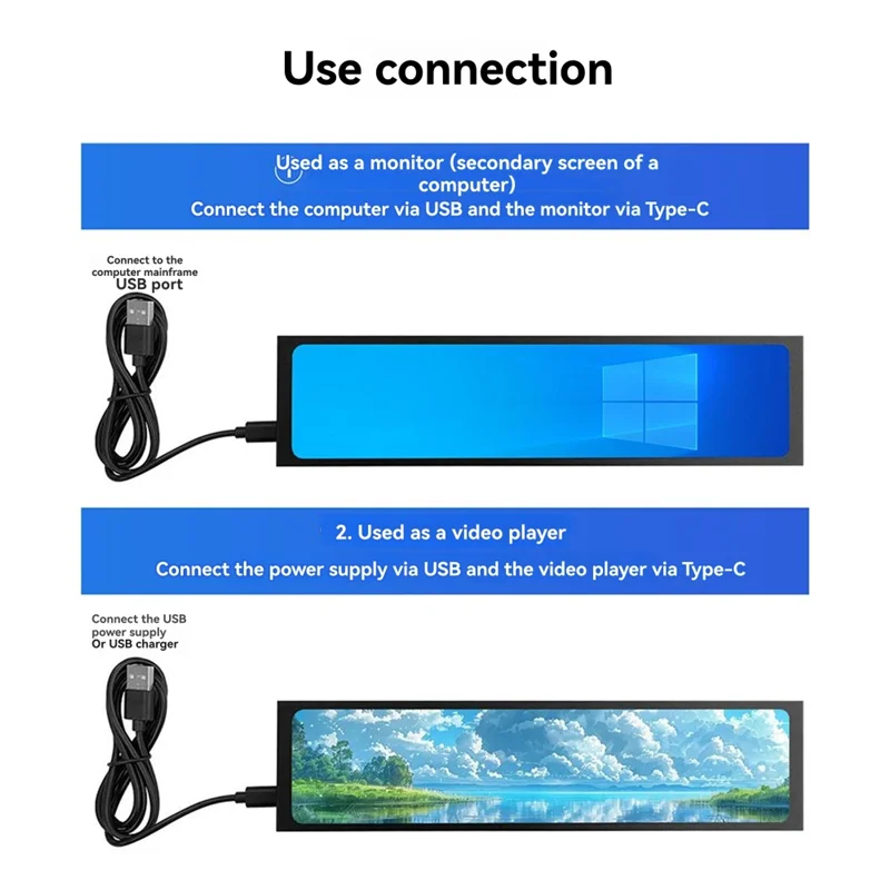 

Durable-For CPU/GPU Monitoring 11.26Inch IPS USB Secondary Screen Display USB Long Monitor,For CPU/GPU Monitoring 11.26Inch IPS