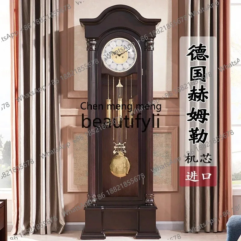 Helmler floor clock European mechanical solid wood Chinese retro vertical clock pendulum clock living room floor X