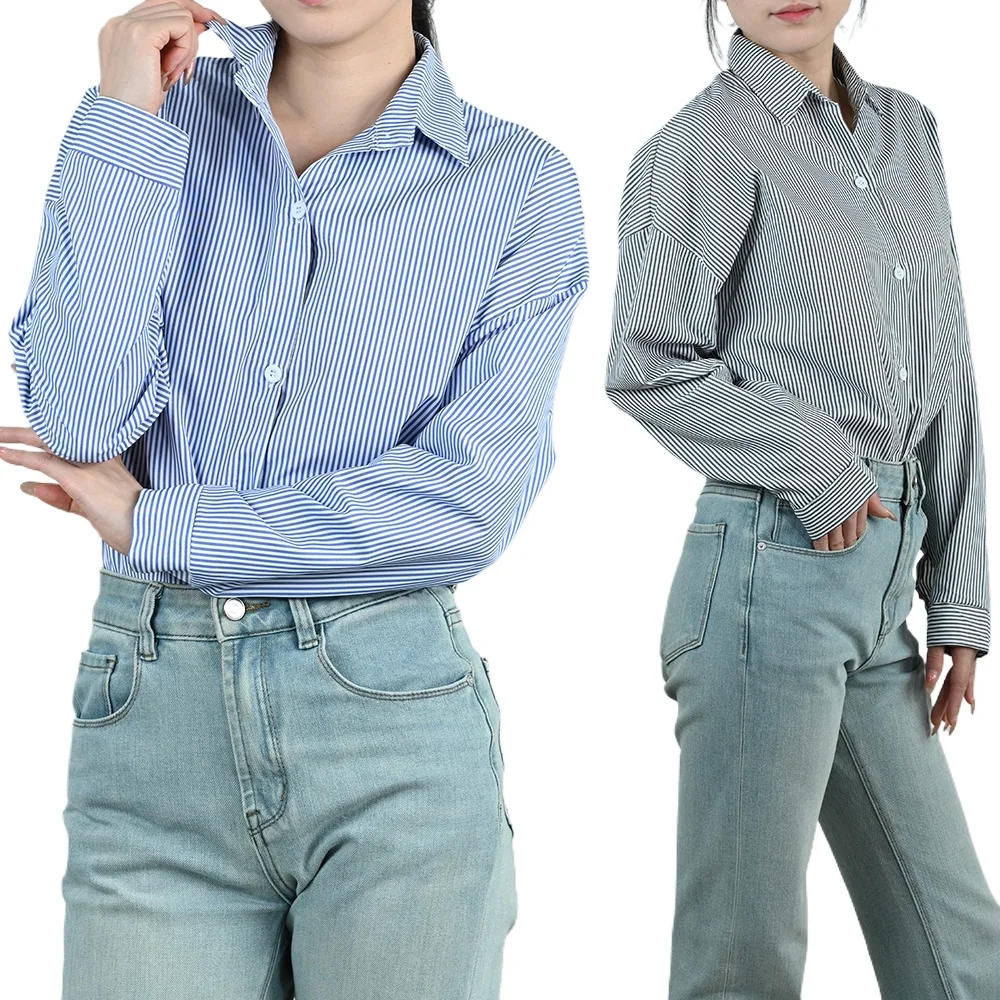 

Spring Autumn Women Classic Striped Blouses Female Casual Loose Long Sleeve Shirt Lady Girls Vintage Streetwear Office Shirts