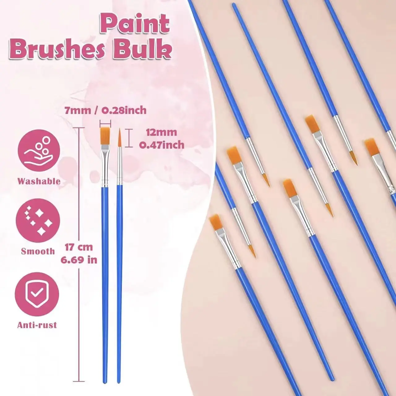 50Pcs/bag Paint Brush Oil Watercolor Brushes tool For Painting Detail Essential Props For Painting Art Ceramic coloring Pottery