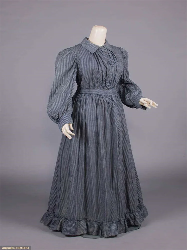 Abito da giorno vintage a righe Abito storico vintage Abito da festa medievale vittoriano da donna