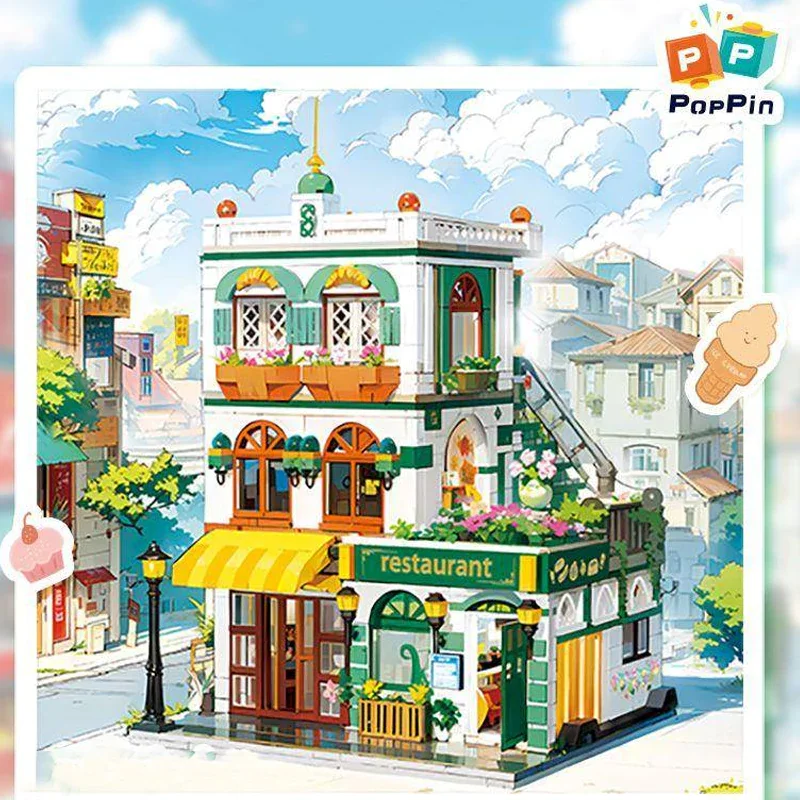 Modular Buildings Restaurant Moc ZHEGAO 613033 Hotel House Architecture Model 3718Pcs Building Blocks Brick Puzzle Toys for Gift