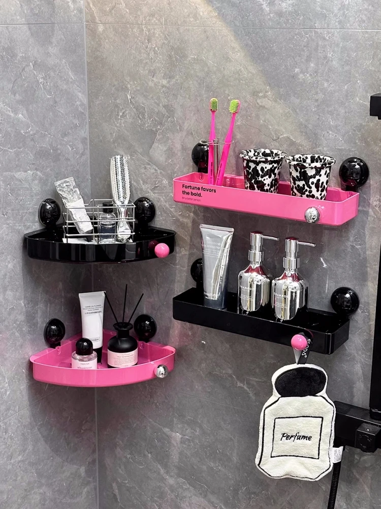 

Bathroom Suction Cup Triangle Shelf Bathroom Black Powder Corner Shower Gel Storage Shelf Wall Hanging Toiletries Shelf