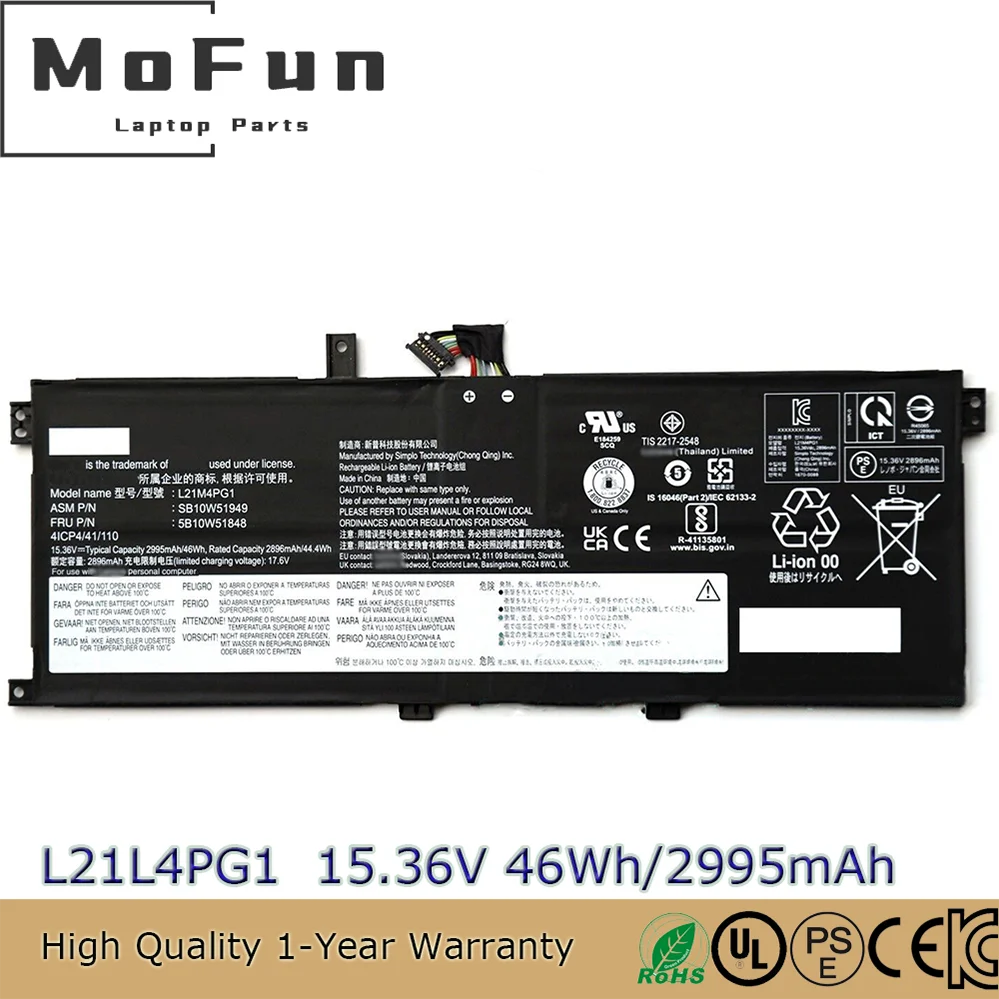 

Оригинальный аккумулятор для ноутбука L21L4PG1 15,36 В 46 Втч для Lenovo ThinkPad L13 Yoga Gen 3 (AMD) 21BB002MMX L21C4PG1 L21D4PG1