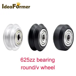 5PCS CNC Plastic Wheel Pom With 625zz Idler Pulley Gear Passive Round/V Slot Wheel Perlin Wheel For Ender 3 CR10 3D Printer Part