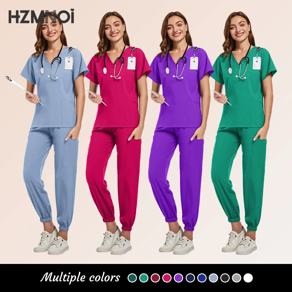 Unisex Doctor Medical Uniforms Men Women Nursing Clothes Beauty Costume Nursing Scrubs Sets Dentist Workwear Clinical Tops Pants