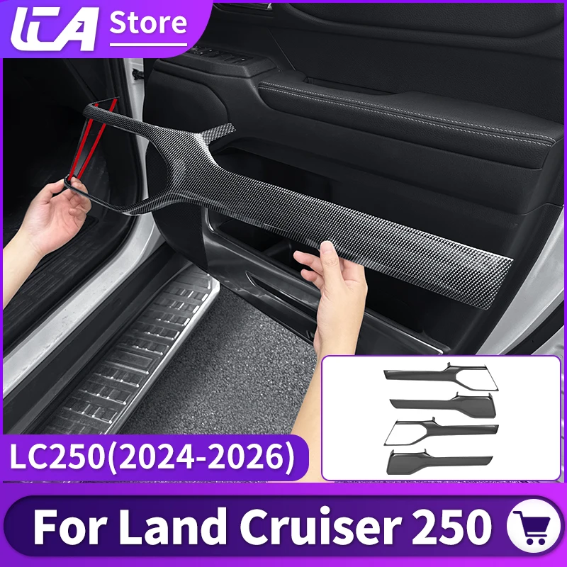 

For Toyota Land Cruiser 250 Prado LC250 2024 2025 Carbon Fiber Style Car Door Trim Cover Sticker Interior Decoration Accessorie