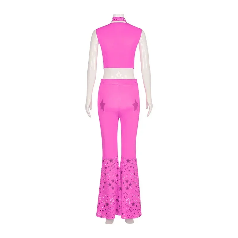 Film Margot Robbie Barbie Kostuum Sexy Sterrenhemel Roze Vest Top Broek Sjaal Pak voor Vrouwen Dames Halloween Party Kleding