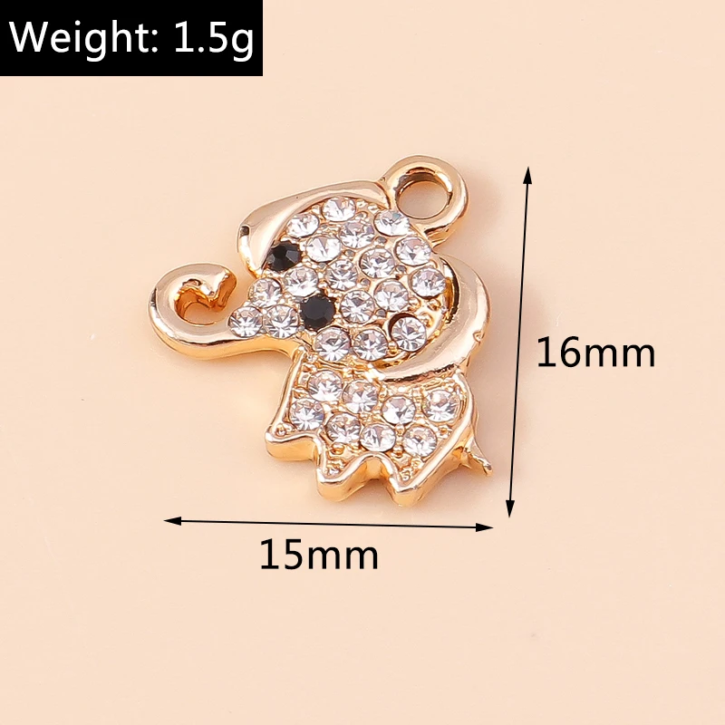 Leslie 10 Stück 16 x 15 mm exquisite Kristall-Elefant-Anhänger für DIY-Tier-Ohrringe, Armbänder, Anhänger, Halsketten, Schmuck, handgefertigtes Kunsthandwerk – Detail 2
