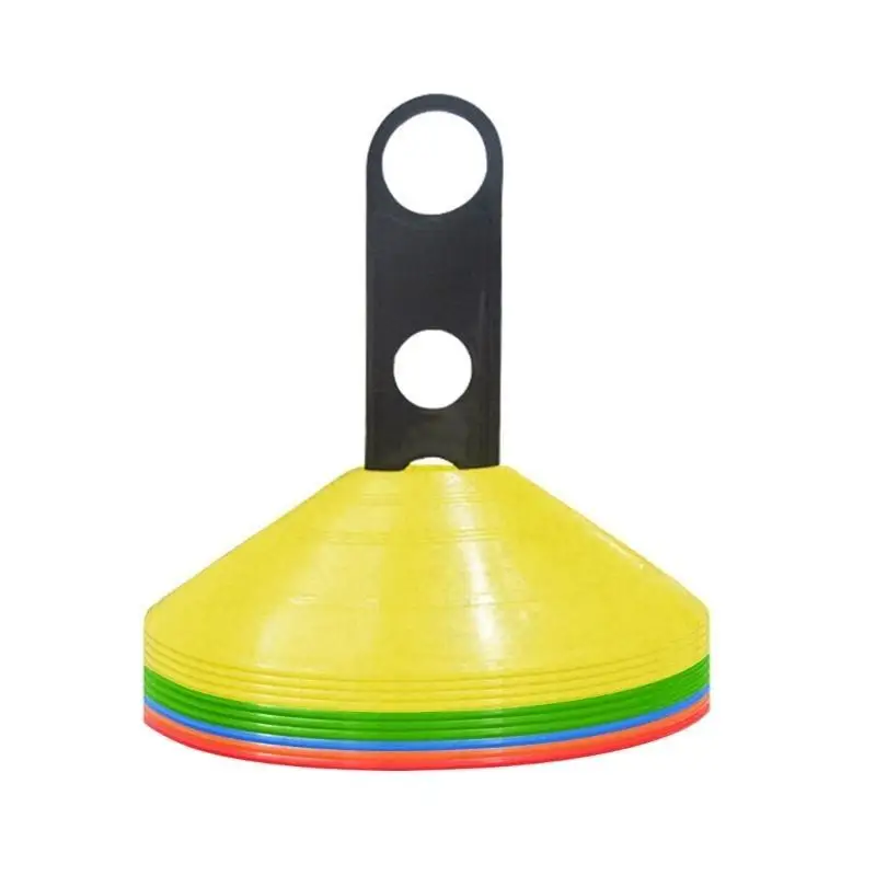 

652F 10 шт. конусы для футбольных дисков, футбольные конусы для ловкости с пластиковыми кронштейнами для футбола, баскетбола,