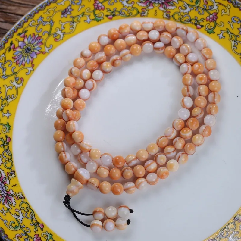 New Multi-Strand Bracelet Featuring Natural Cowrie , With 108 Beads In A Buddhist Style