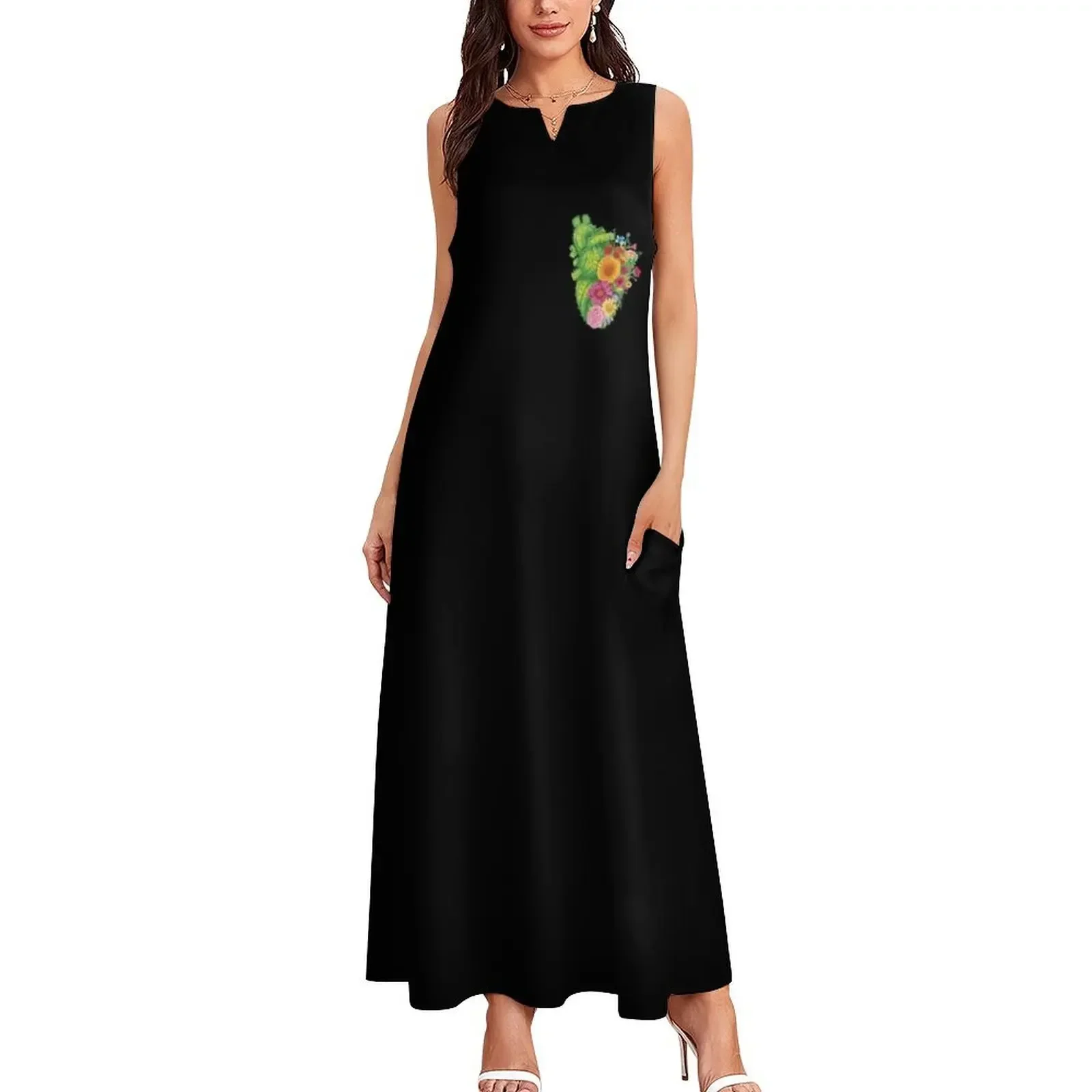 T-shirt coeur, chemise plantes, chemise de jardinage robe longue vêtements féminins robe