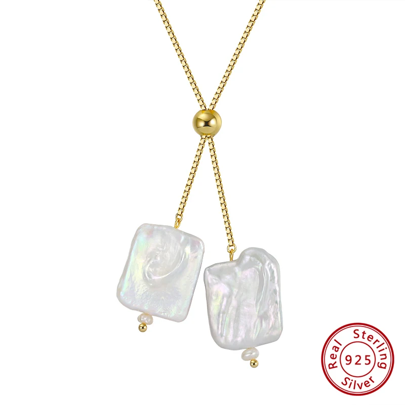 

Kiss Mandy Vintage 925 Sterling Silver Baroque Freshwater Pearl Pendant Choker Necklace Dainty Fashion Jewelry Adjustable GPN14
