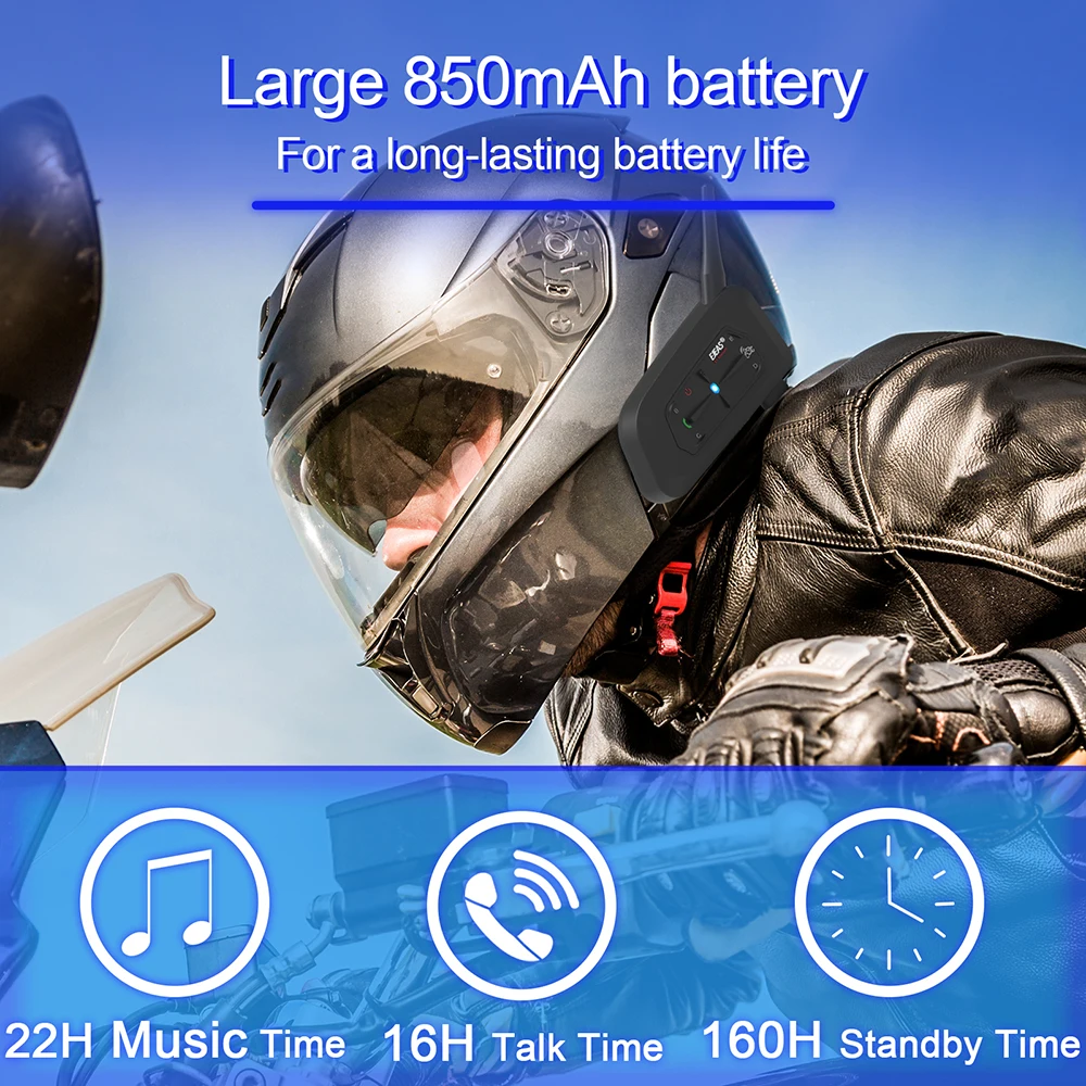 EJEAS V7 Motorcycle Bluetooth Intercom Connects Two Mobile Phones At The Same Time And Has An Intercom Distance Of 700 Meters