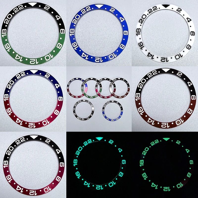 

NOOKIDA 38-30.5mm Blue/Green Luminous Curved Ceramics Bezel Insert Fit 40mm Watch Case NH35 NH36 Movement Bezel