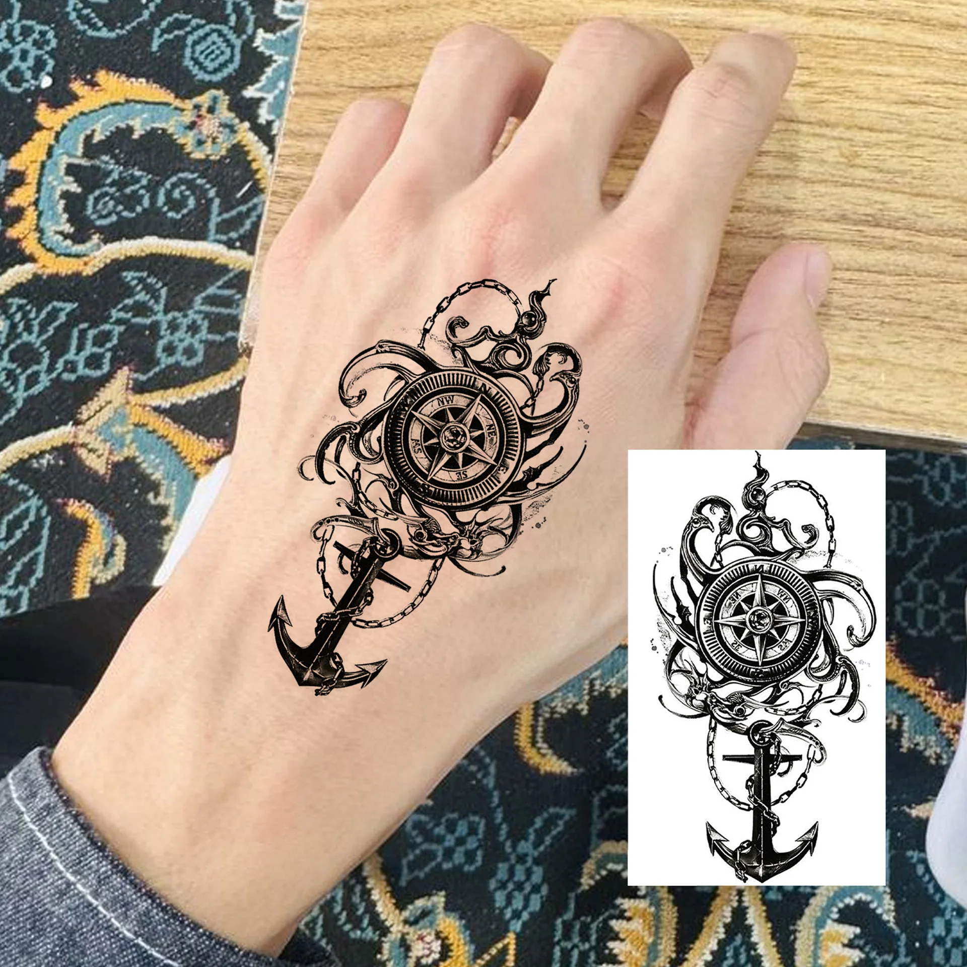 

New Ins Style Temporary Tattoo Stickers Water Transfer for Hand Back Finger Waterproof Durable Non Toxic High Quality