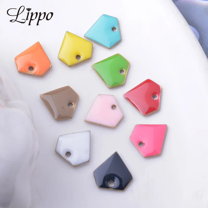 30pcs 10*10mm  Copper Colorfull Small Triangle Charms Both Sided Enamel Pendant DIY Jewelry Earring Making