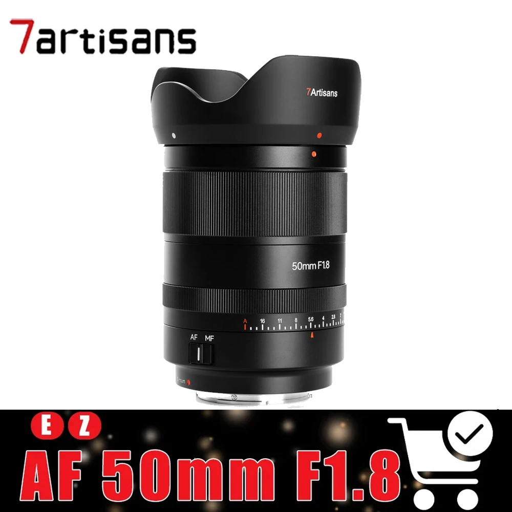 7artisans AF 50mm F1.8 Full Frame Autofocus-lens, geschikt voor Sony A7III en Nikon ZFC.