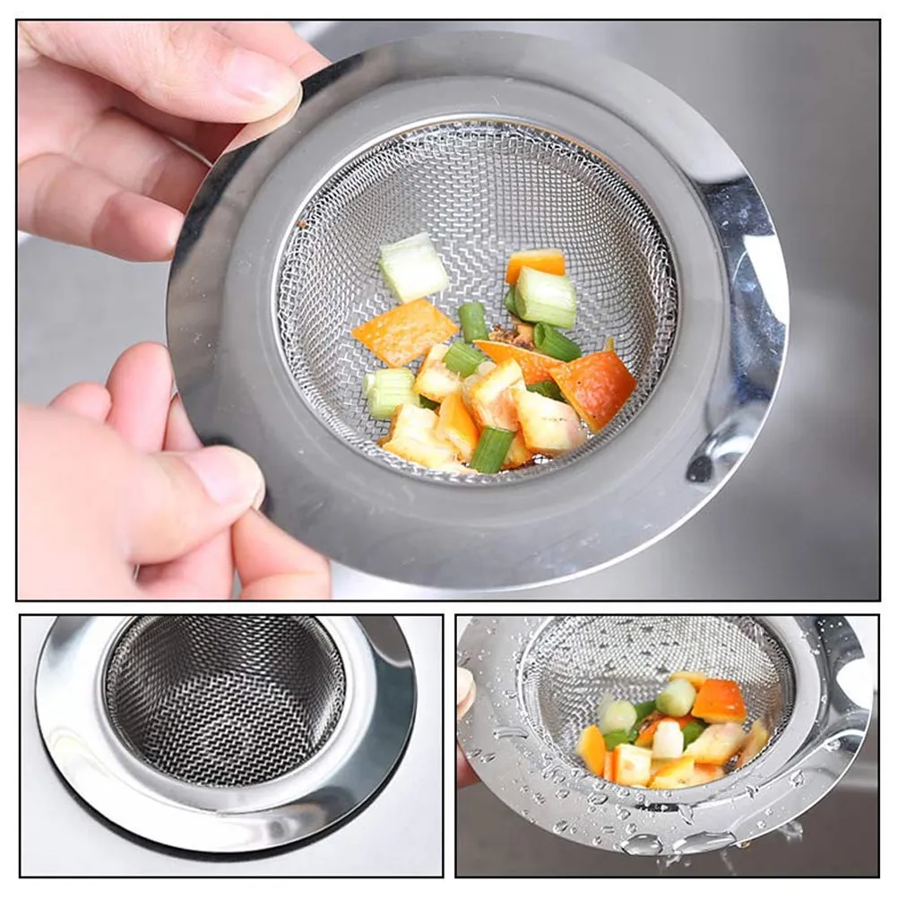 

Stainless Steel Sink Strainer Large Round Mesh Drain Filter Universal for Kitchen Bathroom Anti-Clogging Hole Filter Kitchen