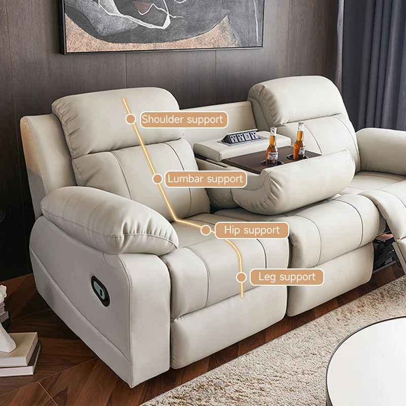 Picture 4: Modern Leather Electric Recliner Sofa Power Recliner Home Theater Sofa With Cup Holder