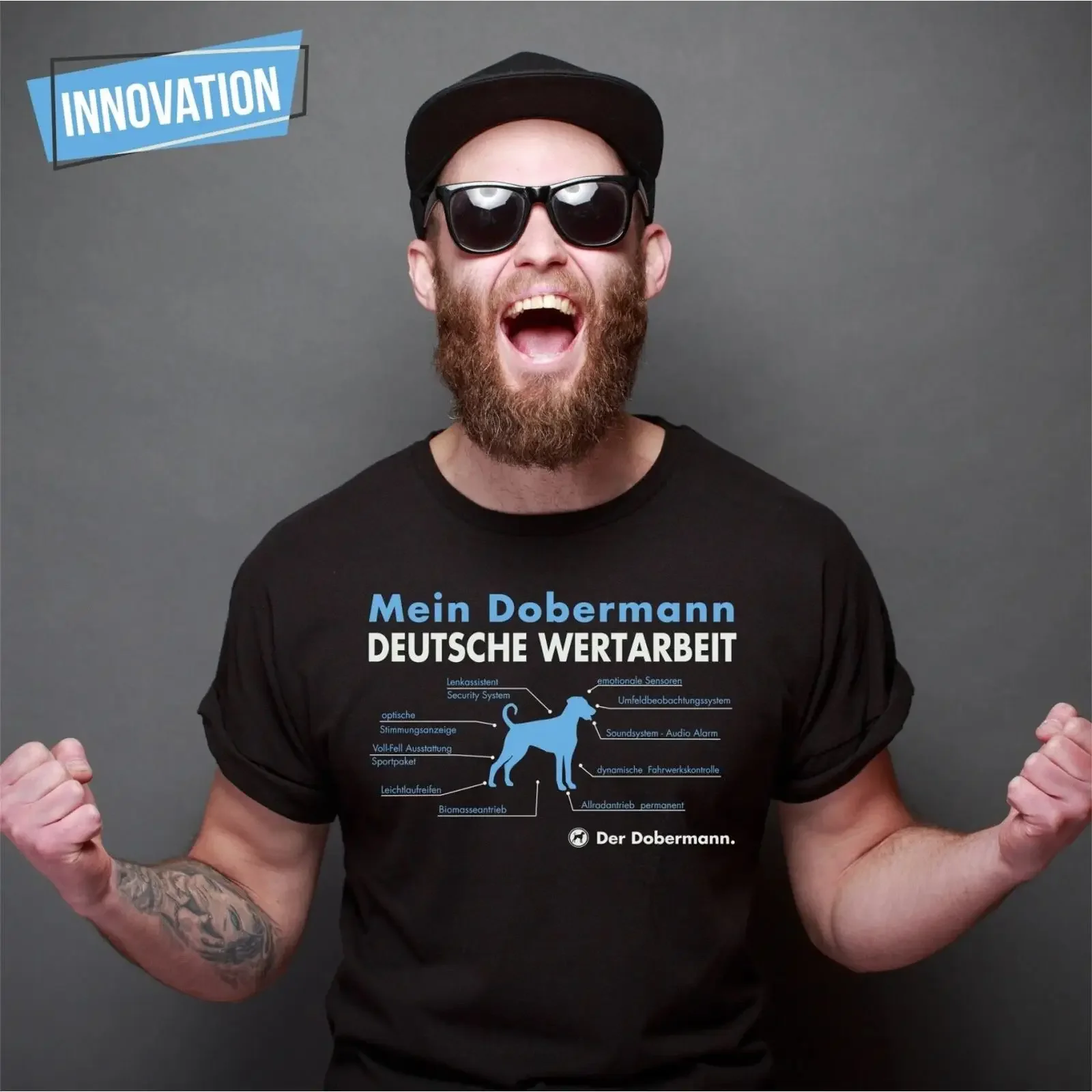 Dobermann Unkupiert T Shirt Innovation Hundemotiv Dobi Doberman Pinscher vintage Washed Stylish graphic Breathable Soft Casual