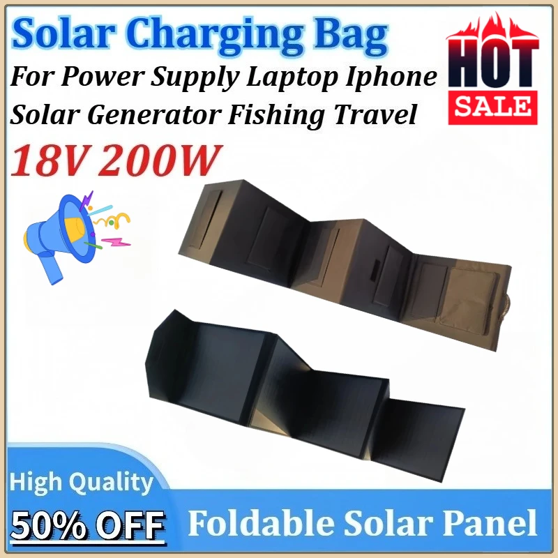 

New 18V 200W Foldable Solar Panel SolarMobile Solar Charger for Power Supply Car Laptop Solar Generator Fishing Travel Iphone