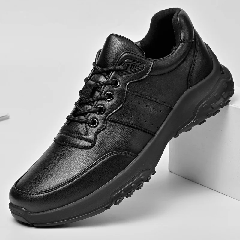 Men Leather Golf Sport Shoes Black White Mens Outdoor Grass Golfing Sneakers Good Quality Adult Leisure Golfer Training Shoes