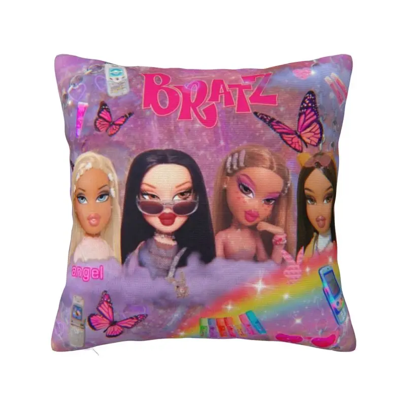 Bratz Tv Movie Pillow Bedroom Decoration Kawaii Cartoon Doll Cushions for Sofa Square Pillowcase