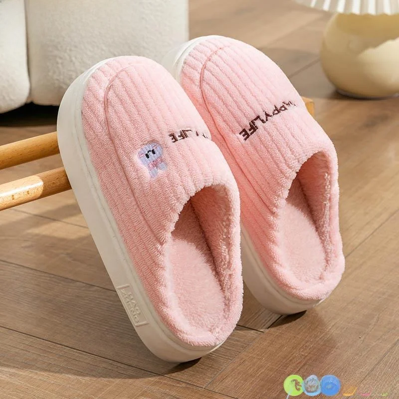 

Women's Cotton Slippers Autumn Winter Home Indoor Anti-Slip Thi Bot Fluffy Warm Couples Men's Home Slippers Comfortable